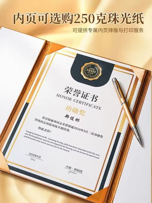 荣誉证书A4国朝风龙年外壳获奖奖状定制证书封皮证书公司企业年会颁奖证书 商品图1