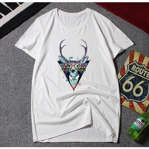 【纯棉】【新款DAL】大码夏季短袖T恤潮款圆领印花多色加肥加大男士打底上衣半袖 商品图3