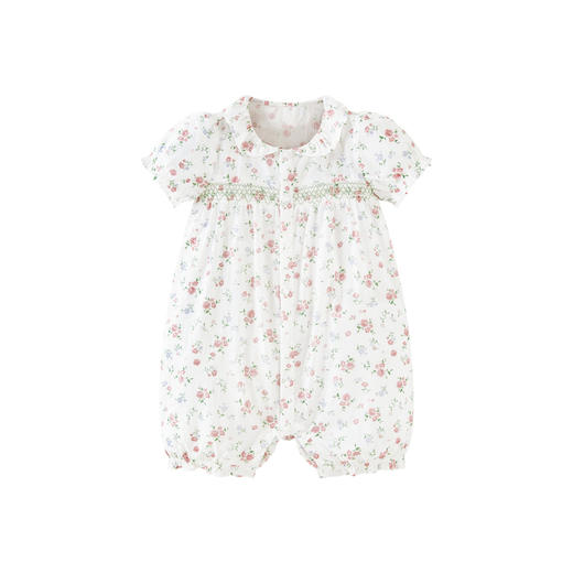 迷你巴拉夏季新款女童轻薄透气纯棉连体衣宝宝亲肤碎花爬服 商品图4