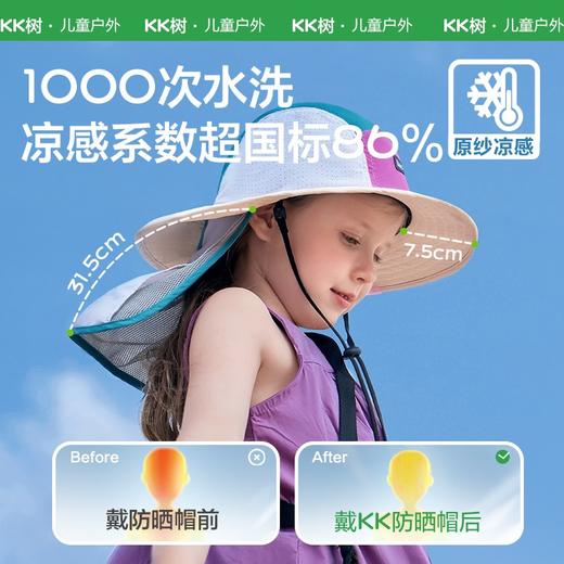 KK树2024新款原纱儿童防晒帽子宝宝遮阳帽渔夫太阳帽春秋夏季薄款小探险家防晒盆帽 商品图2
