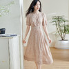 剩S/L/XXL 米思阳2025夏季新款气质高端V领暗纹提花连衣裙设计感A字摆裙子女 商品缩略图1