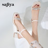 Safiya/索菲娅2024夏仙女风水钻粗跟一字带凉鞋 SF42115402 商品缩略图2