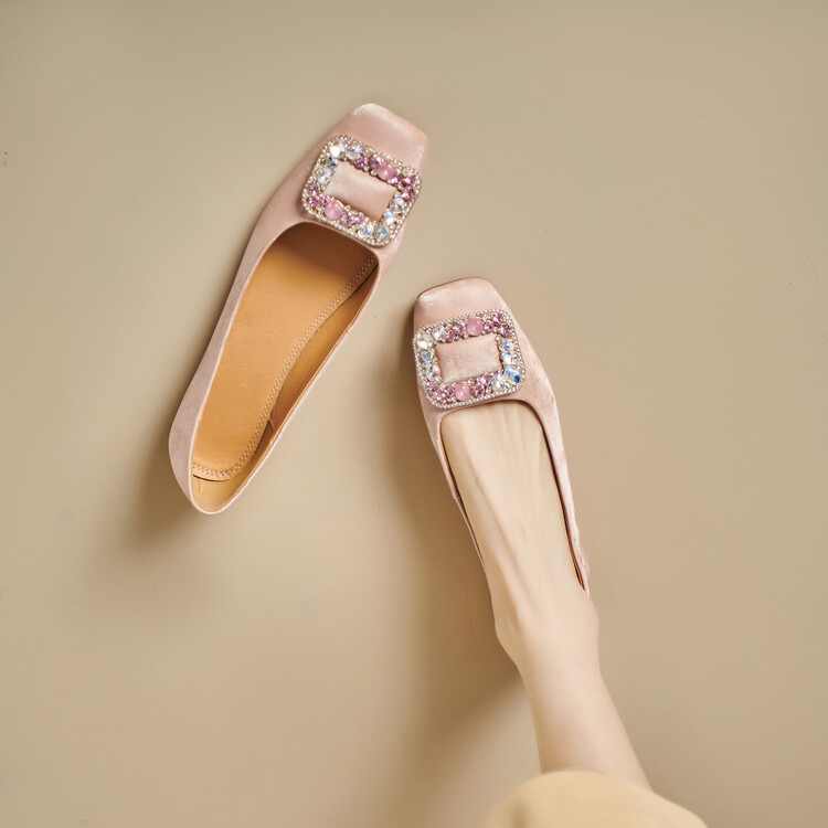 【预售5天】贵气水钻浅口法式方头蓝色配裙子单鞋女YS&YSD4155