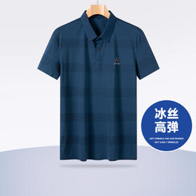 【冰丝高弹】【新款DPS】大依优型大码男装短袖Polo衫翻领加肥加大透气吸汗夏季上衣半袖t恤夏装