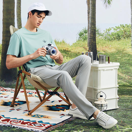 柒牌凉感短袖T恤男2024夏季新款户外休闲弹力舒适中青年圆领上衣	126T73320 商品图3