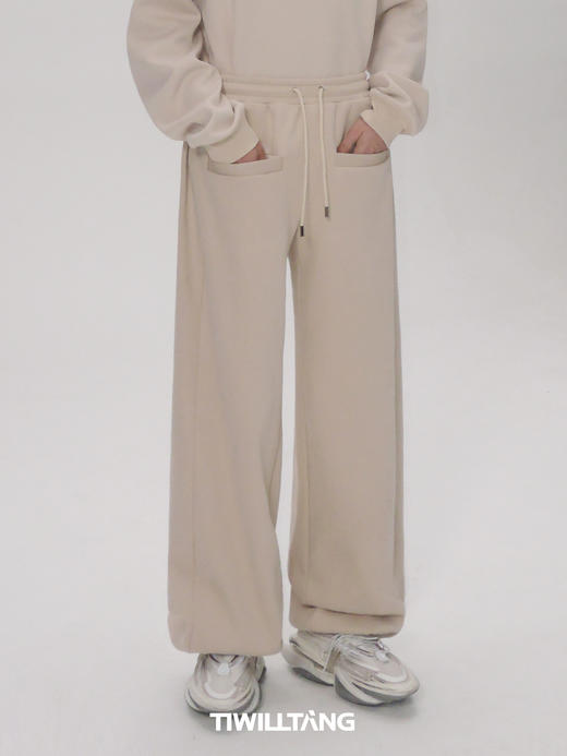 TIWILLTANG启世录“炽奕颂誉”宝藏加绒加厚拼皮抽绳休闲慵懒卫裤 商品图3