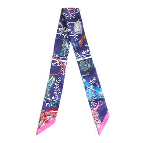 【全新】Hermes爱马仕 紫色“马镫混搭”twilly小丝巾 250324NJ40