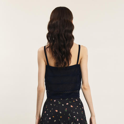 谜底针织小吊带2024年夏季新品复古优雅深V领修身内搭女242MZ0871 商品图2