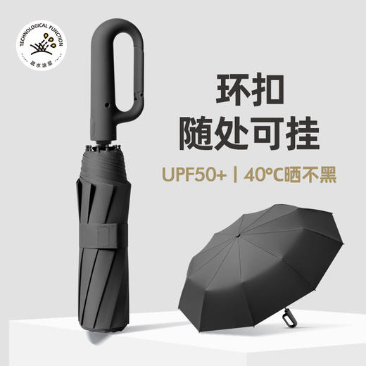 【便携环扣】晴雨两用伞UPF50+ 自动便携折叠伞户外防晒伞双人反向自动伞 40℃晒不黑 商品图2