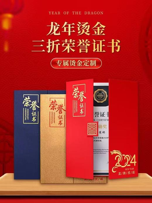 荣誉证书A4国朝风龙年外壳获奖奖状定制证书封皮证书公司企业年会颁奖证书 商品图2