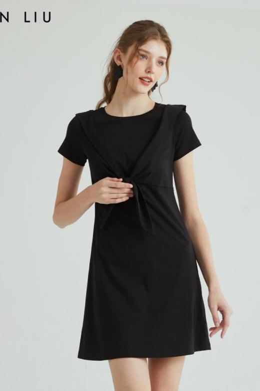 VIVIAN LIU薇薇安刘R2327403春女装新款圆领胸口飘带短袖连衣裙 商品图5