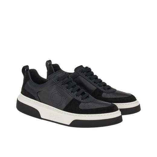 FERRAGAMO 菲拉格慕 男士字母徽标休闲运动鞋 黑色 760590 商品图0