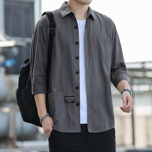 TZF-100%棉男士高档七分袖衬衫中袖薄款外套上衣休闲工装衬衣 商品图5