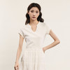 谜底V领T恤短袖女2024年夏季新品百搭纯色修身高弹上衣242MT0572 商品缩略图0