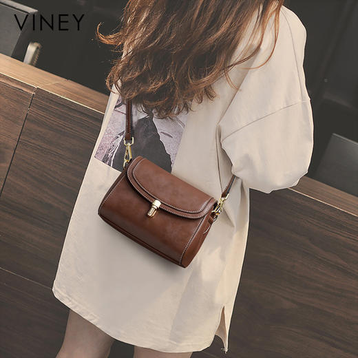 单肩小包 | VINEY含牛皮2024新款复古轻奢斜跨单肩小包5451 商品图8