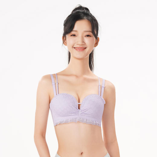 都市丽人少女三步优选内衣女蕾丝文胸B杯适穿1/2杯中厚无钢圈三排扣BB41F1 商品图1