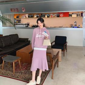 金蘑菇菇【 假日甜心 自制卫衣】多版本字母印花连帽卫衣套装