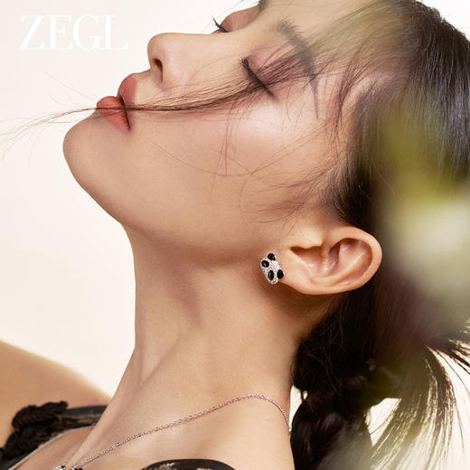 ZEGL设计师竹韵系列熊猫耳钉2024年新款爆款耳环女高级感银针耳饰 商品图2