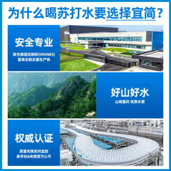 宜简苏打水无气橘子味无糖苏打饮料360ml*15瓶整箱装 商品图1