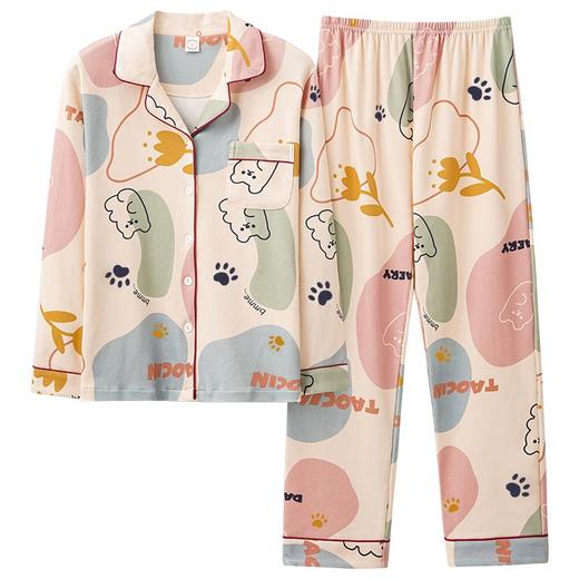 TZF-第一名100%纯棉睡衣女春秋季大码长袖外穿韩版可爱全棉家居服套装 商品图2