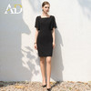 送腰带！限时抢购AD法式减龄大方领西装裙2024夏季新款泡泡纱短袖连衣裙黑色职业装 商品缩略图3