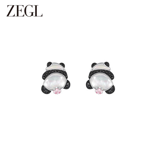 ZEGL设计师竹韵系列小熊猫耳环女2024新款爆款耳钉可爱银针耳饰品 商品图4