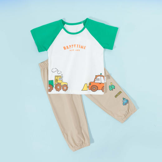 贝贝怡童装儿童短袖套装2024新款夏季薄款男童衣服上衣裤子两件套ZB2DT022 商品图1