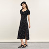 谜底碎花连衣裙短袖女2024夏季新品优雅浪漫前开叉长裙242ML0699 商品缩略图1