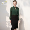 AD新中式衬衣2024年新款女墨绿色微透视衬衫长袖包臀鱼尾裙两件套 商品缩略图1