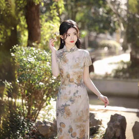 文艺复古，新中式国风印花旗袍YG-2397