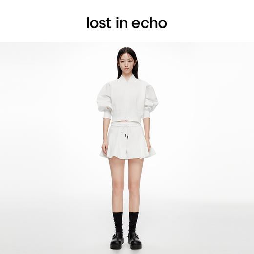 [断码]lost in echo设计师款V领拼接拉链外套橡筋穿绳插片花苞短裤套装 商品图3