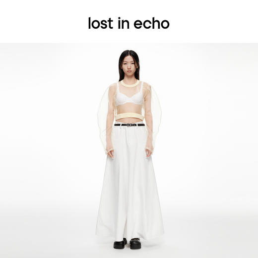 lost in echo2024春夏新品设计师品牌透视欧根纱圆领拉链短款上衣 商品图2