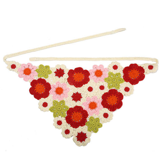 【60色！时髦出街显脸小】春秋出游ins甜美可爱风手工针织发带女发饰针织钩花头巾夏三角巾 商品图5