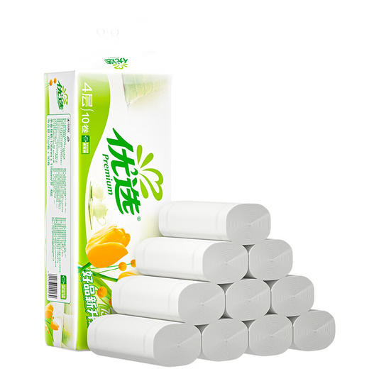 优选郁金香系列75克10粒装三层无芯卫生纸（橙花）单提 商品图0