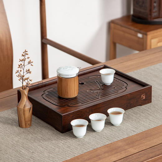 祥福燕喜茶盘 现代纯天然高端电木家用储水干泡台茶台托盘茶海茶几 商品图0