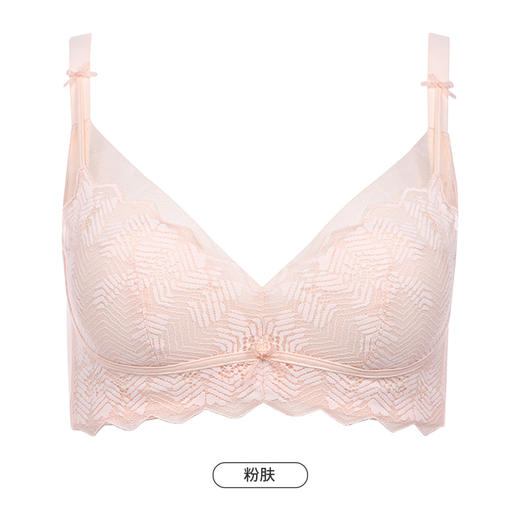 都市丽人自然舒适内衣女蕾丝文胸B杯适穿3/4杯薄款软钢圈三排扣LB42C4 商品图10