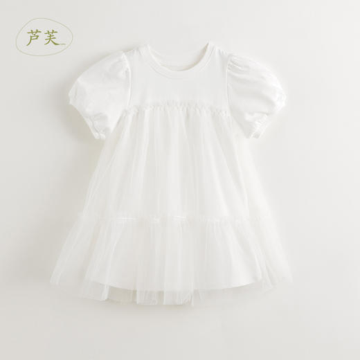 【马克珍妮 芦芙】女童泡泡袖网纱蛋糕连衣裙夏装新款裙子240831 商品图3