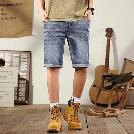 【新款DYG】大依优型大码牛仔五分裤潮款牛仔短裤弹力宽松显瘦肥佬休闲男士夏加肥加大 商品图0