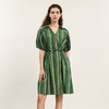 谜底衬衫裙短袖2024夏新品复古宽松中长款连衣裙配腰带242ML0582 商品缩略图0