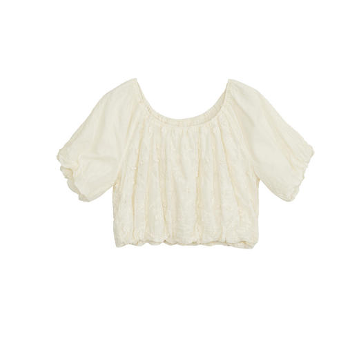 谜底短款上衣女士2024年夏季新品复古田园风宽松T型小衫242MS0514 商品图4