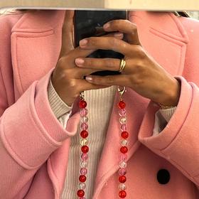 北京仓｜La môme bijou-BERRY-泡泡 粉白 长款 手机链［法国设计师］