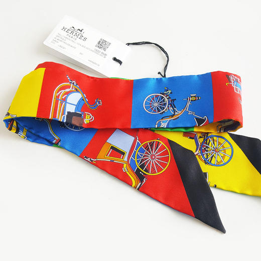 【全新】Hermes爱马仕 红绿色“马车接龙”twilly小丝巾 250324NJ42 商品图3