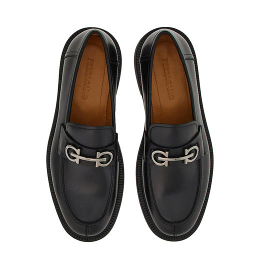 FERRAGAMO 菲拉格慕 男士Gancini扣饰莫卡辛鞋 黑色 762334 商品图2