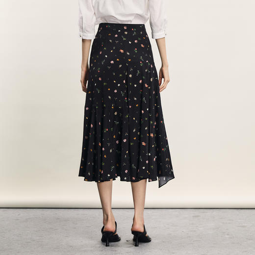 谜底花色半身裙2024夏款复古文艺亲肤不规则中长款半裙242MB0718 商品图2