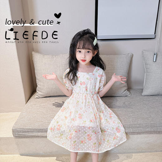 夏季新款中大童提花连衣裙薄款女童宝宝可爱裙子夏季女孩卡通公主裙聚 商品图3