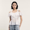 谜底露肩上衣短袖女2024年夏季新品浪漫少女感亲肤小衫242MS0667 商品缩略图0