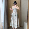 HT-9061新中式国风套装裙女夏季温柔风系带收腰碎花吊带连衣裙两件套长裙 商品缩略图3