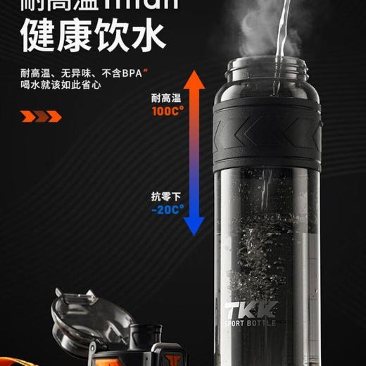 TKK运动水杯大容量男士女学生上学专用耐高温带吸管杯子夏季水壶600ML火山黑 商品图3