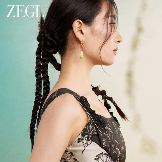 ZEGL新中式红玛瑙耳环女2024新款爆款天然石复古耳钉925银针耳饰 商品图3