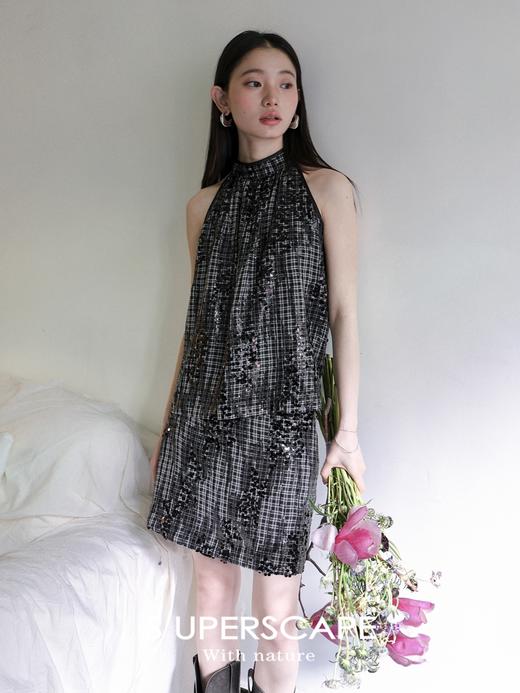 闪闪亮片挂脖小众设计感显瘦A版挂脖无袖上衣 商品图2